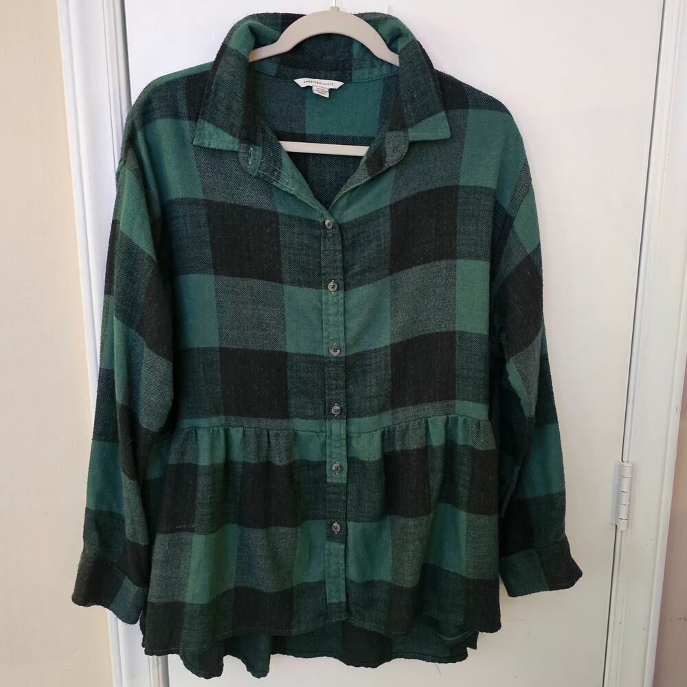 American Eagle Button Up Soft Flannel Sz M Gorpcore Western 2010s Lumberjack